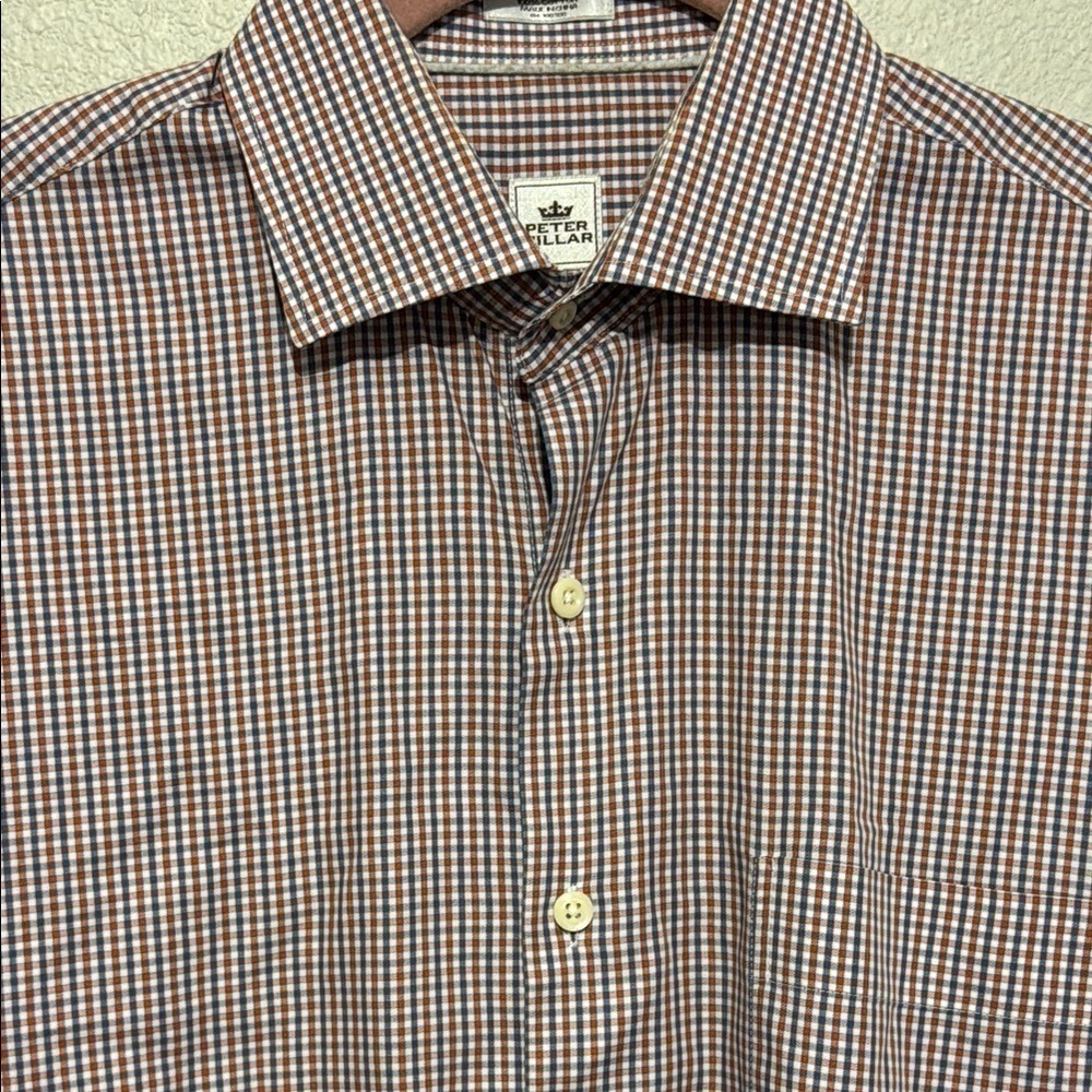 Peter Millar 100% Cotton Plaid Button Down Long Sleeve Shirt Size Medium - Picture 4 of 5